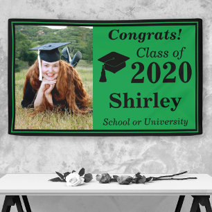 Green Black One Foto Class of 2024 Abschluss Banner