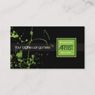 Green & Black Paint Spritzer Urban Business Card Visitenkarte