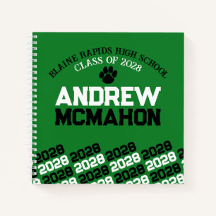Green & Black Pawprint Abschluss Guestbook Notizbuch