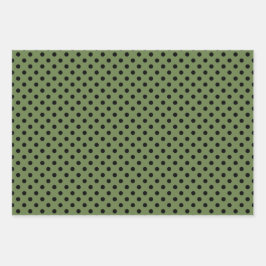Green Black Polka Dot Poinsettia Frohe Weihnachten Geschenkpapier Set