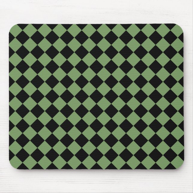 Green Black Schachbrett Diamond Pattern Mousepad (Vorne)