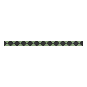 Green Black Schachbrett Diamond Pattern Ripsband
