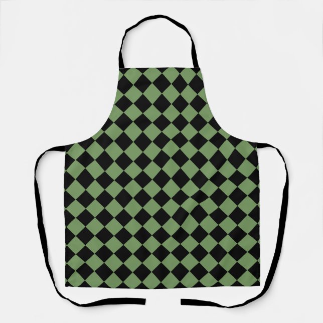 Green Black Schachbrett Diamond Pattern Schürze (Vorderseite)
