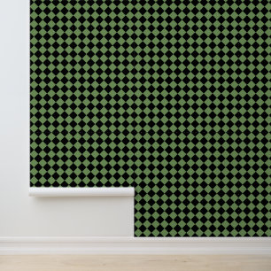 Green Black Schachbrett Diamond Pattern Tapete