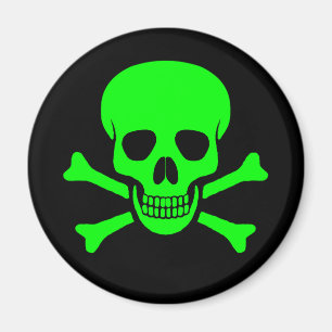 Green & Black Skull & Crossbones Magnet