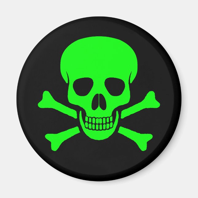 Green & Black Skull & Crossbones Magnet (Vorne)