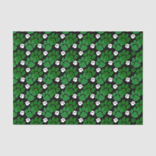 Green & Black Small Pawprints Seidenpapier