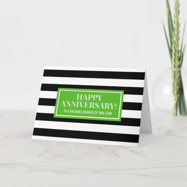 Green Black Stripes Anniversary Card Karte (Vorderseite)
