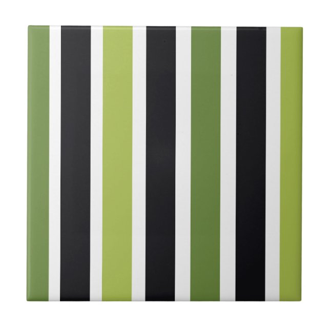 Green Black Stripes Fliese (Vorderseite)