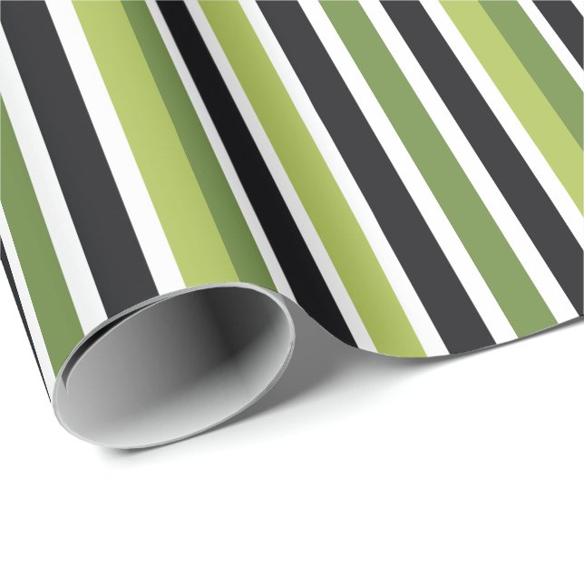 Green Black Stripes Geschenkpapier (Rolleneckpunkt)