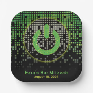 Green Black Video Game Gamer Bar Mitzvah Pappteller