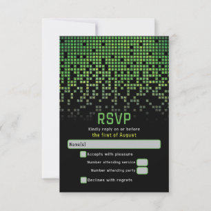 Green Black Video Game Gamer Bar Mitzvah RSVP Karte