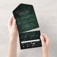 Green Black Watercolor Magic Gold Wedding