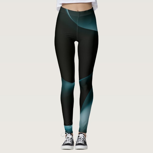 Green Black Wavy Pattern Women Workout leggings  (Vorderseite)
