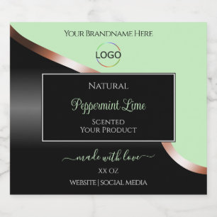 Green Black Wavy Rose Gold mit Logo-Produktkennzei Alkoholflaschenetikett