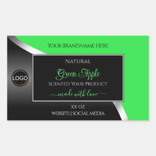 Green Black Wavy Silver mit Logo-Produktkennzeichn Rechteckiger Aufkleber