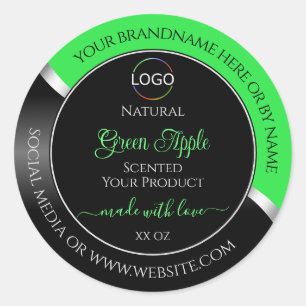 Green Black Wavy Silver mit Logo-Produktkennzeichn Runder Aufkleber
