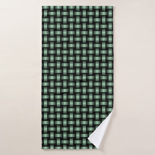 Green Black Weave Pattern Badehandtuch (Badehandtuch)
