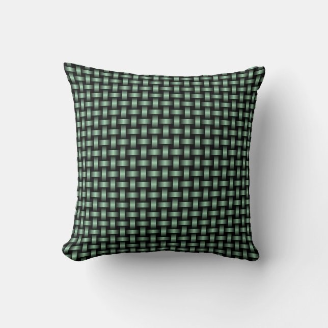 Green Black Weave Pattern Kissen (Vorderseite)