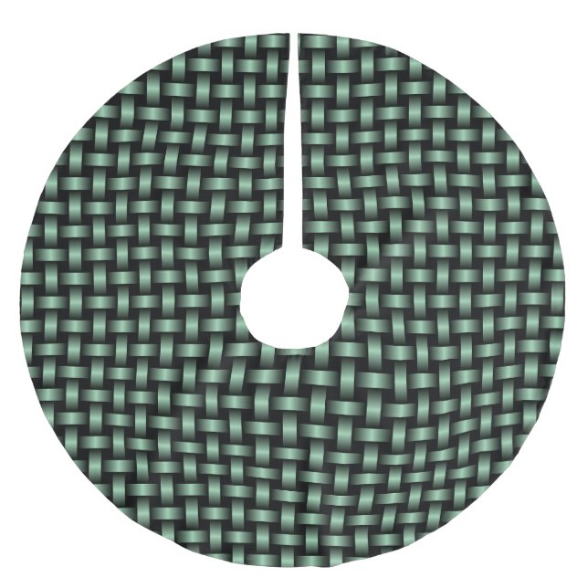 Green Black Weave Pattern Polyester Weihnachtsbaumdecke (Vorderseite)