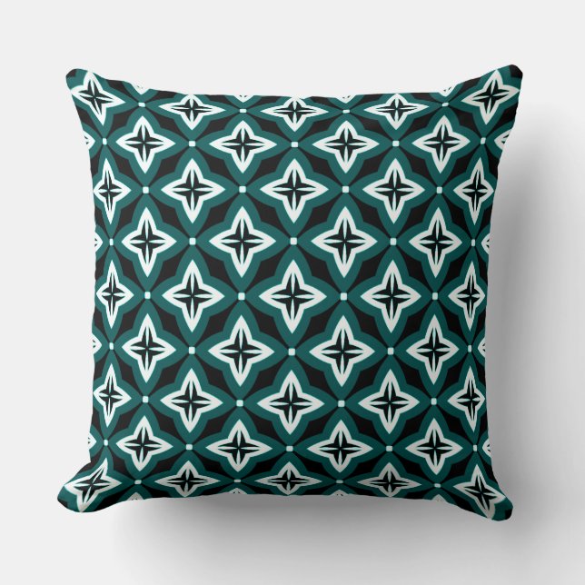 Green Black & White Ogee Muster Kissen (Vorderseite)