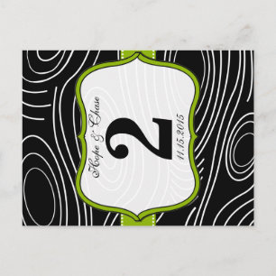 Green Black White Stylized Wood Table Number Postkarte