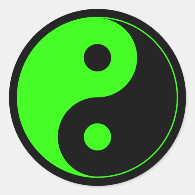 Green & Black Yin Yang Symbol Sticker (Vorderseite)