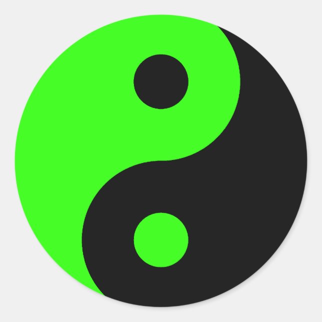 Green & Black Yin Yang Symbol Sticker (Vorderseite)