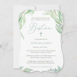 Green Blätter Boy Baptisse Zeremonie und Party Einladung