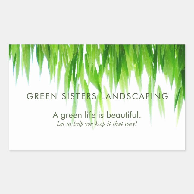 Green Blätter Earth Friendly Design Rechteckiger Aufkleber (Vorderseite)