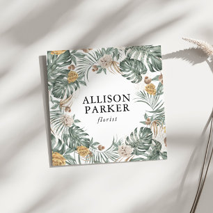 Green Blätter Florist Gardener Business Card Quadratische Visitenkarte