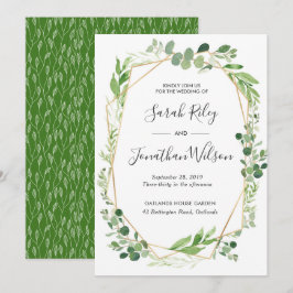 Green Blätter gold Terrarium Hochzeitseinladung Einladung