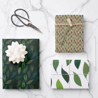 Green Blätter Muster Wrapping Paper Set