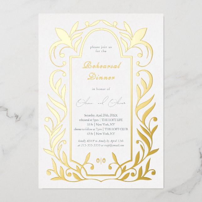 Green Blätter Probe Dinner Folieneinladung (Vorderseite)