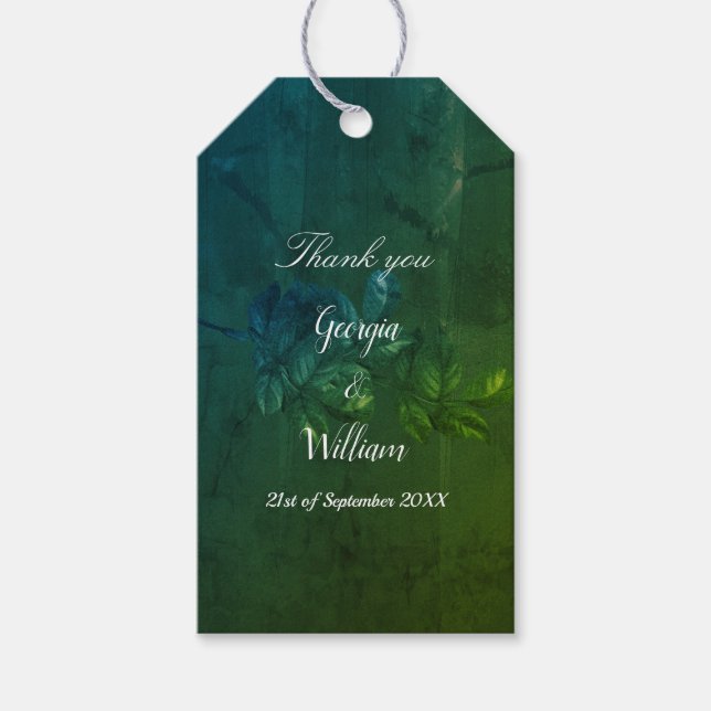 Green Blätter Rustic Vintage Wedding Gift Tag Geschenkanhänger (Vorderseite)