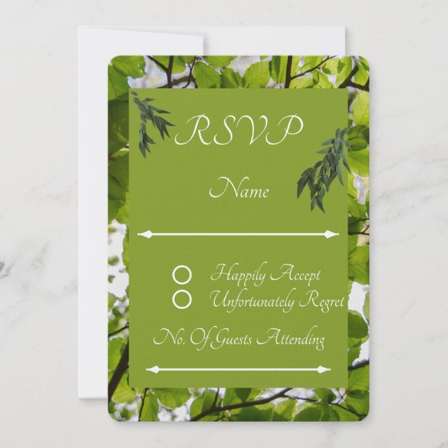 Green Blätter Wedding Rounded UAWG Response Card (Vorderseite)