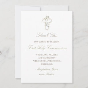 Green Blätter White Cross Dankeschön Karte