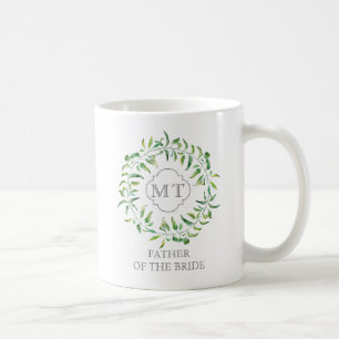 Green Blätter Wreath Bachelor Party Monogram Tasse