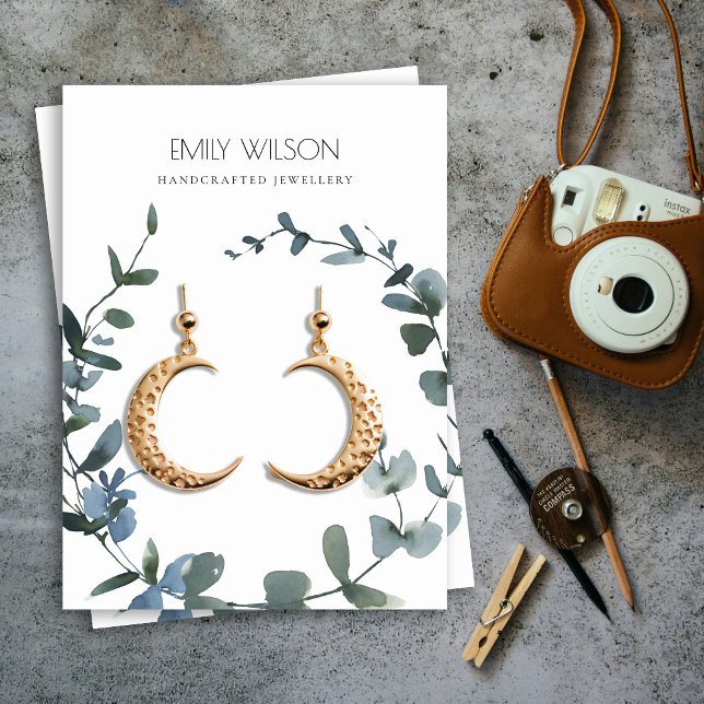 GREEN BLAUE COIN EUCALYPTUS FOLIAGE EARRING DISPLA VISITENKARTE (Von Creator hochgeladen)