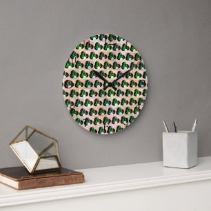 Green Block Art Lawls Muster, Wall Clock Große Wanduhr