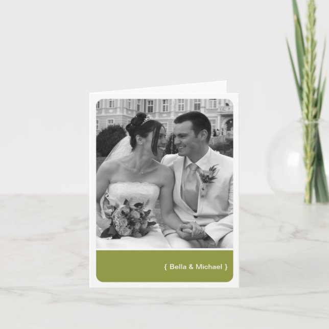 Green Block Round Corner Modernes Foto Vielen Dank Dankeskarte (Vorderseite)