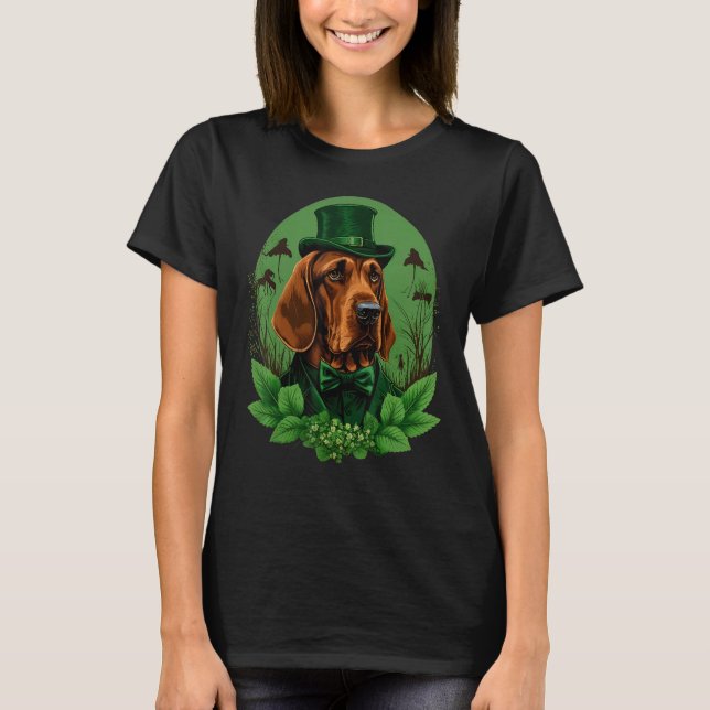Green Bloodhound shamrock on St Patricks Day Blood T-Shirt (Vorderseite)