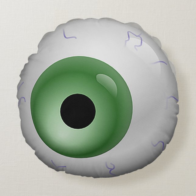 Green Bloodshot Eye Zombie Halloween Runde Rundes Kissen (Vorderseite)