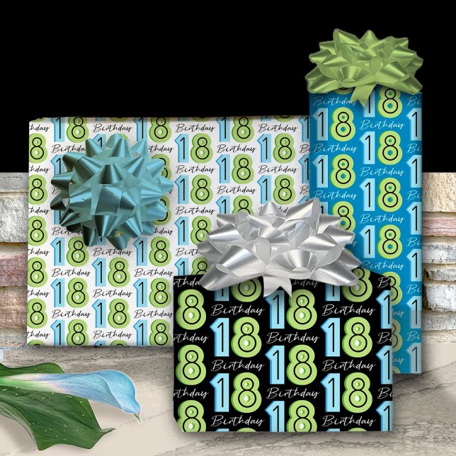 Green Blue 18. Geburtstag Geschenkpapier Set (Von Creator hochgeladen)