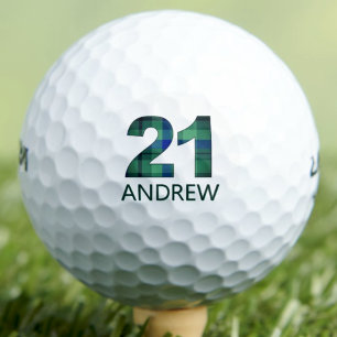 Green Blue 21. Geburtstag - 21 Jahre kariertes Ges Golfball