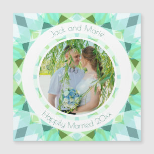 Green Blue 4. Wedding-Jubiläum Keepake-Geschenk Magnetkarte