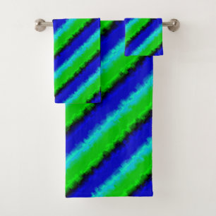Green Blue abstrakt 3D Regenbogenmuster Badhandtuch Set