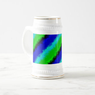 Green Blue abstrakt 3D Regenbogenmuster Bierglas