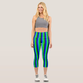 Green Blue abstrakt 3D Regenbogenmuster Capri Leggings
