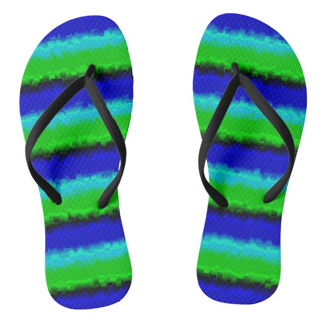 Green Blue abstrakt 3D Regenbogenmuster Flip Flops (Fußbett)